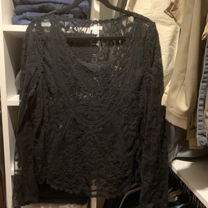 Black Lace long sleeve Top
